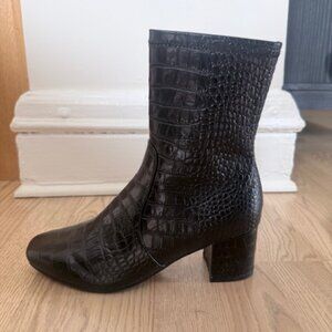 Bared Footwear Chuckar Black Croc Heeled Boots Size 38